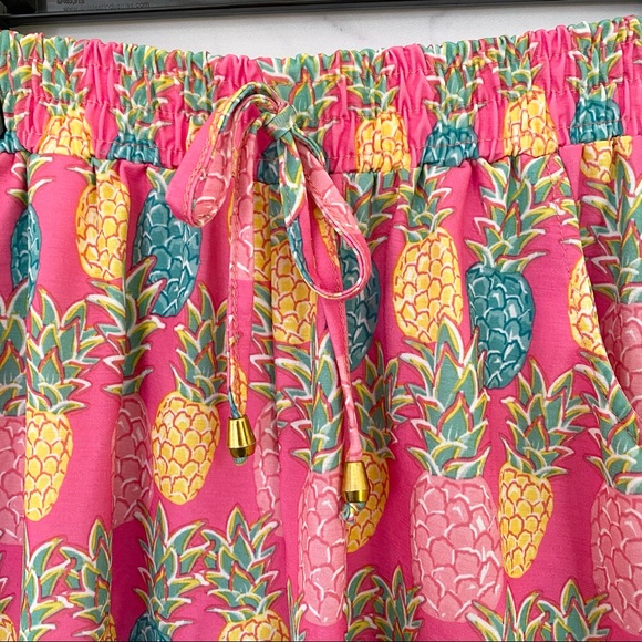 Simply Southern Pink Pineapple Print Tassel Shorts Small Medium - Picture 3 of 7